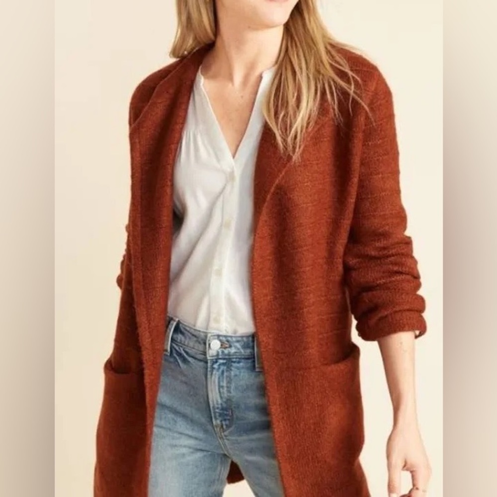 - -Rust cozy sweater coatigan.
